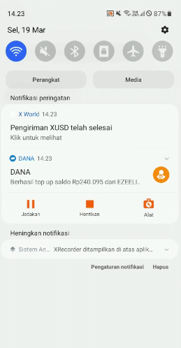 Bukti Pembayaran Aplikasi Penghasil Uang X World (foto: Youtuber Naufal354)