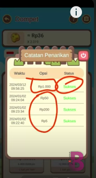 Riwayat transaksi penarikan saldo DANA gratis dari aplikasi penghasil uang Farm Craft (foto: Youtuber Jadi Berkah)