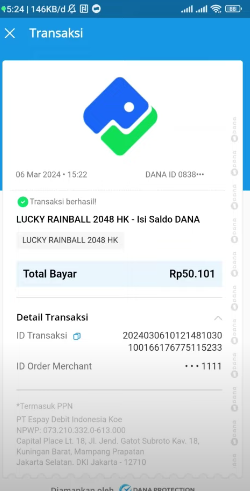 Bukti pembayaran Aplikasi Penghasil Uang Linescape Crush Saga (foto: Youtuber Naufal354)